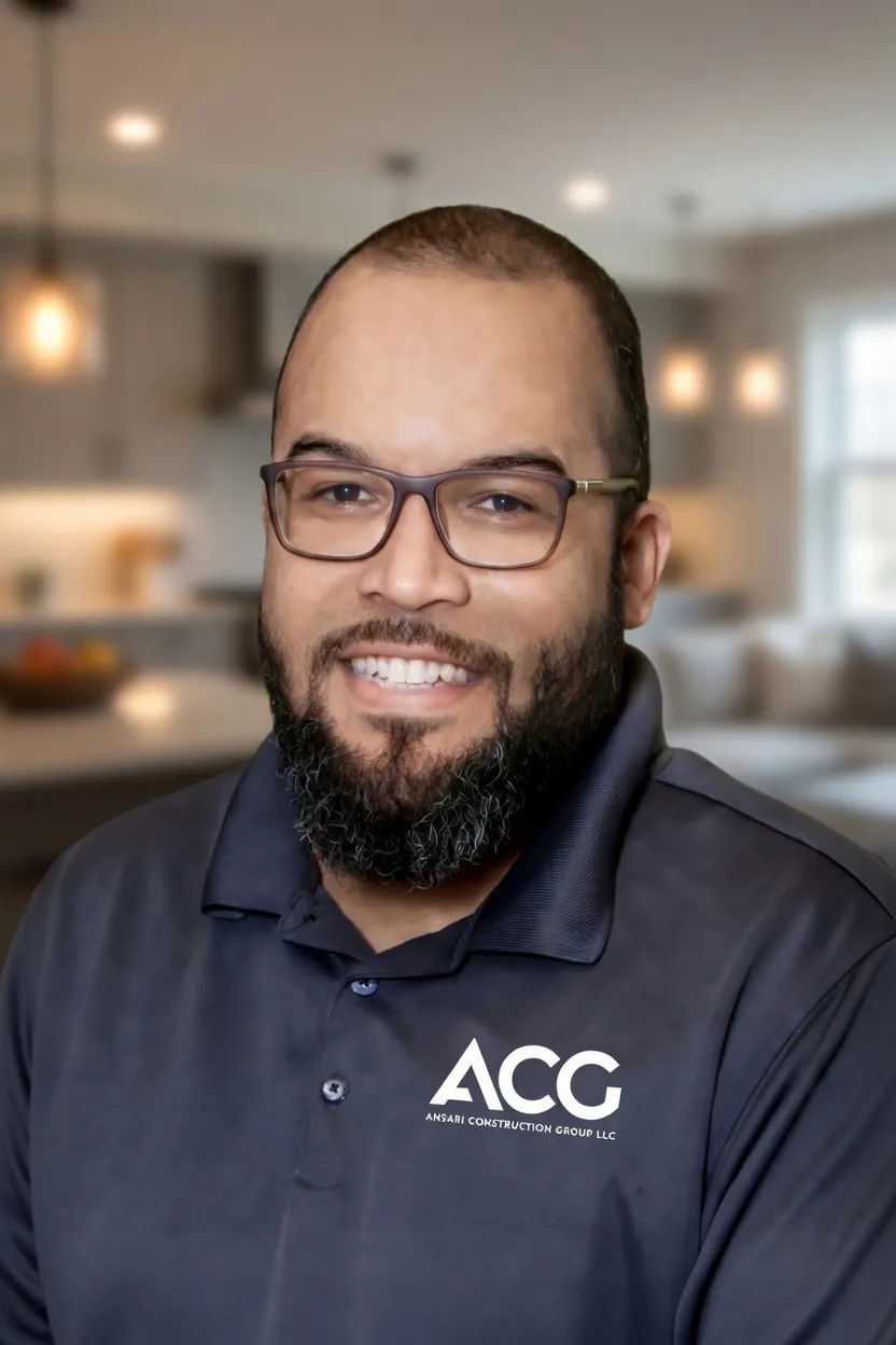 Adam Al-Ansari in a finished kitchen