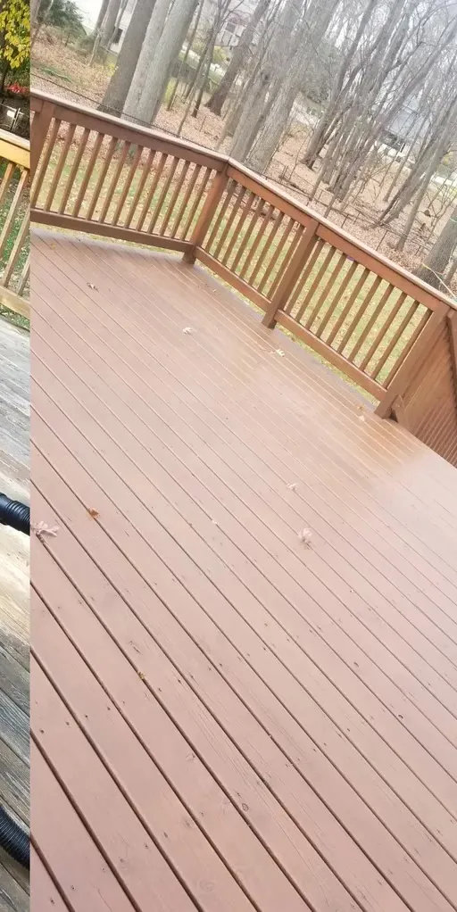 Wood deck after restoration and staining